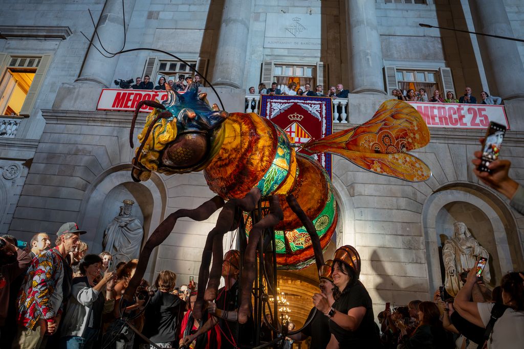 La Queen Bee,símbol de la ciutat de Manchester a l’Ajuntament, amb motiu de les festes de la Mercè 2025